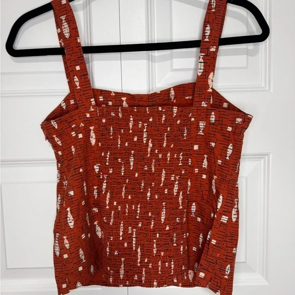 Women's Red Patterned Fish Top - Picture 4 of 5